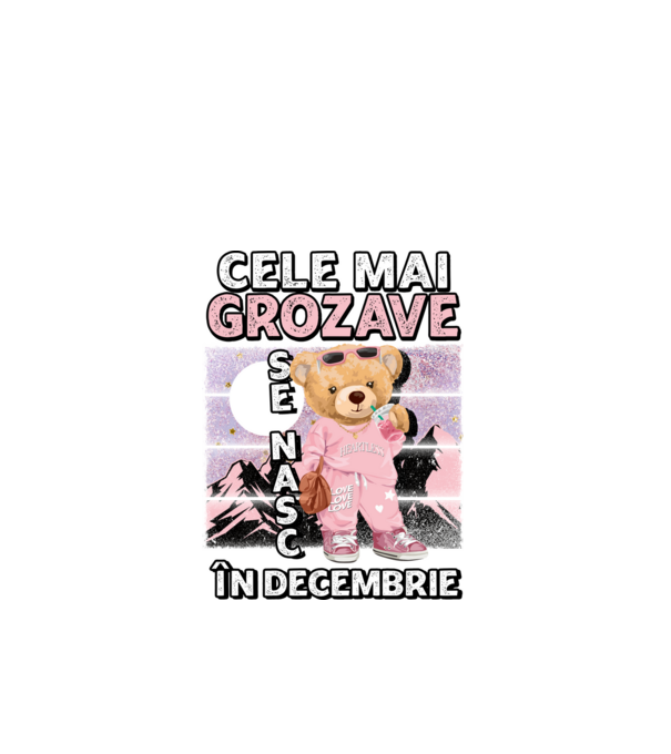 RETRO teddy fetişcană DECEMBRIE model negru pe tricou