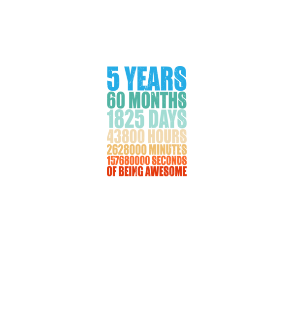 5 years of being awesome model turcoaz pe tricou
