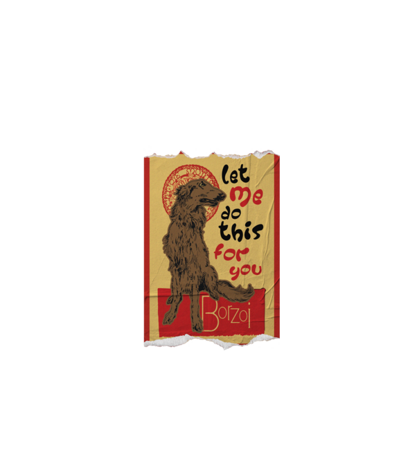 BORZOI retro poster chat noir poster texture model gri pe tricou