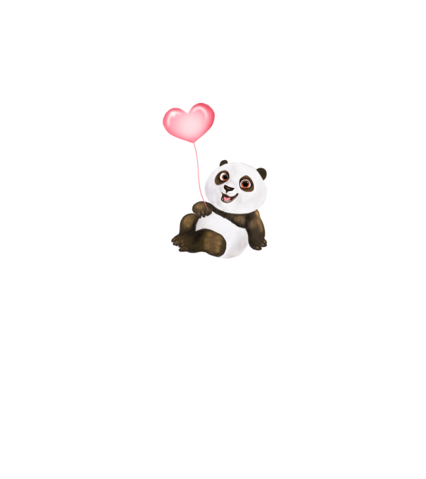 Cute panda with heart model alb pe tricou