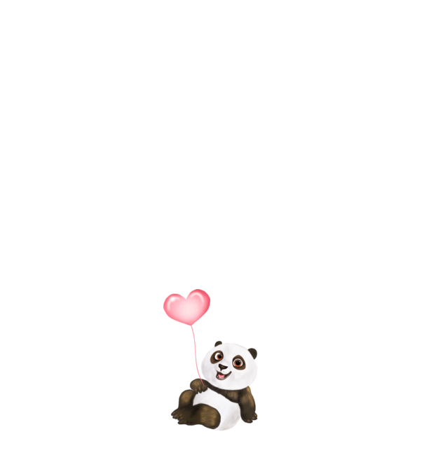 Cute panda with heart model negru pe tricou