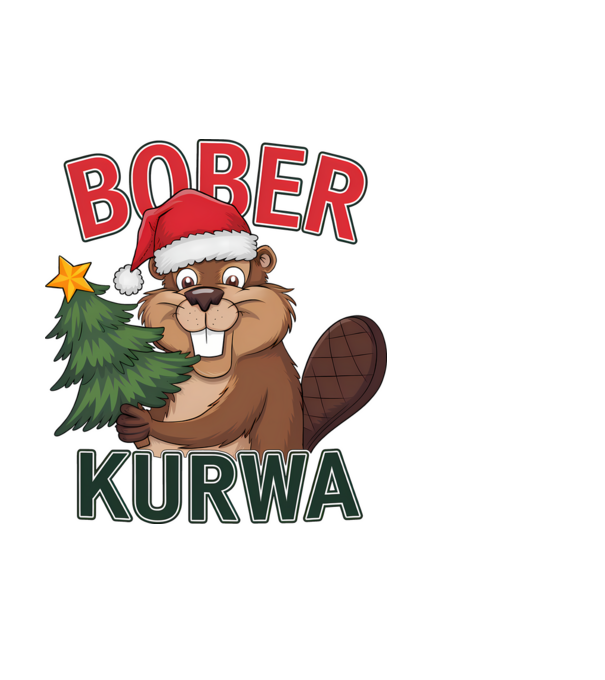 Bober kurwa Christmas model alb pe tricou