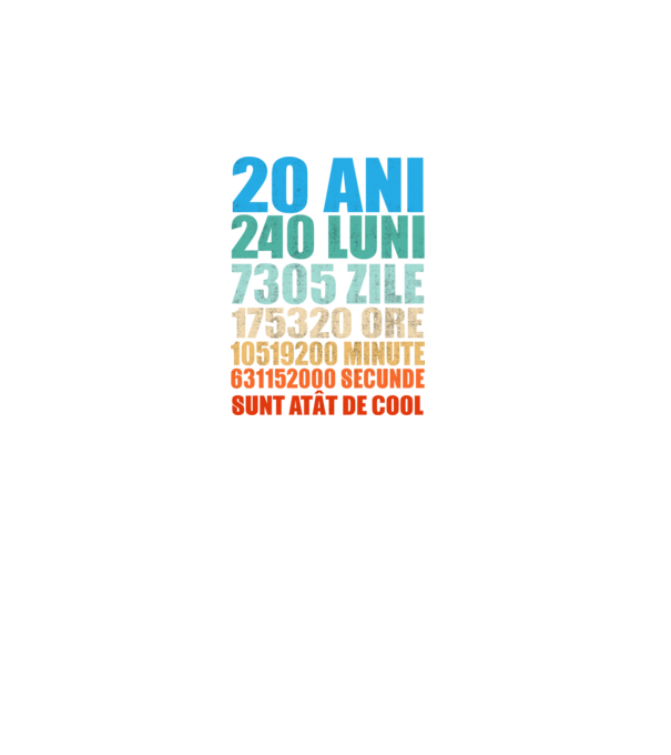 De 20 ani - luni - zile - ore - minute - secunde - sunt atât de cool model negru pe tricou