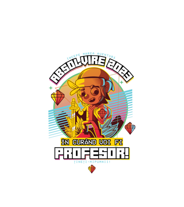 absolvire 2023 profesor model alb pe tricou