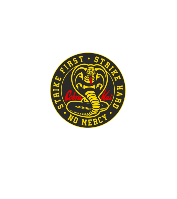 Strike first strike hard cobra kai model negru pe tricou
