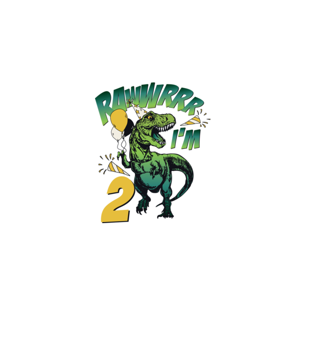 'Birthday Dinosaur rawww i''m 2' model alb pe tricou