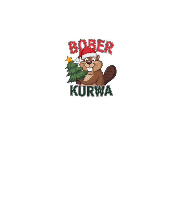 Bober kurwa Christmas model alb pe tricou