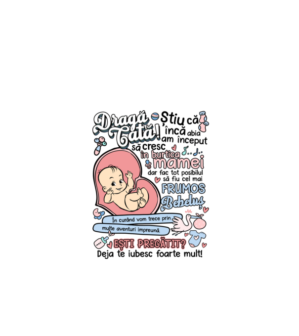Dragă tată model alb pe tricou