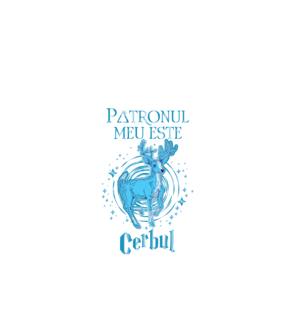 Patronul meu este CERBUL model negru pe tricou