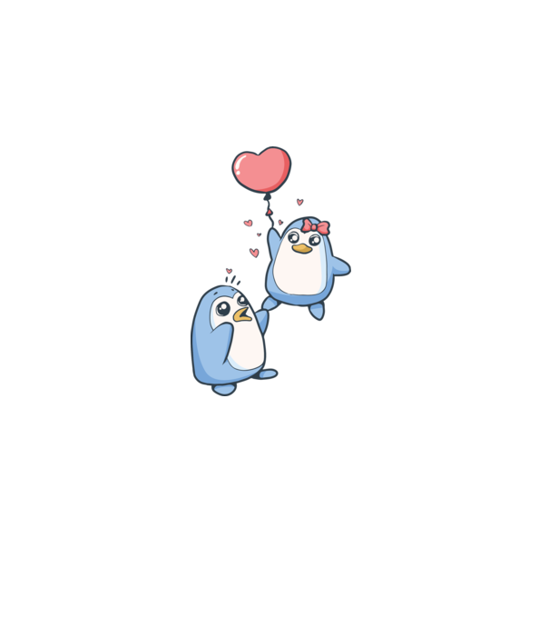 PINGUIN ÎNDRĂGOSTIT 4 model alb pe tricou