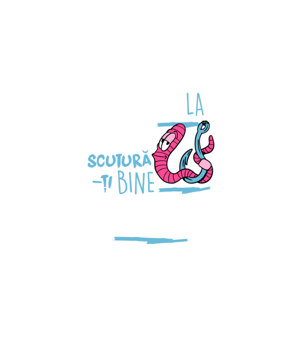 Secretul la pescuit scutură-ți bine viermele model negru pe tricou
