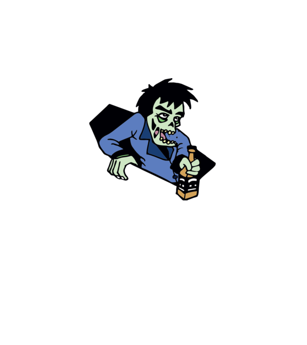 Drunk Zombie model alb pe tricou