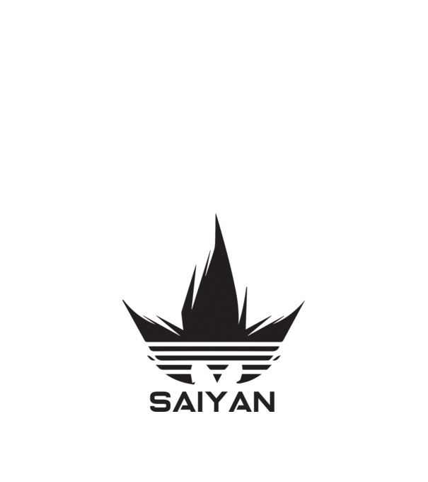 saiyan logo model alb pe tricou