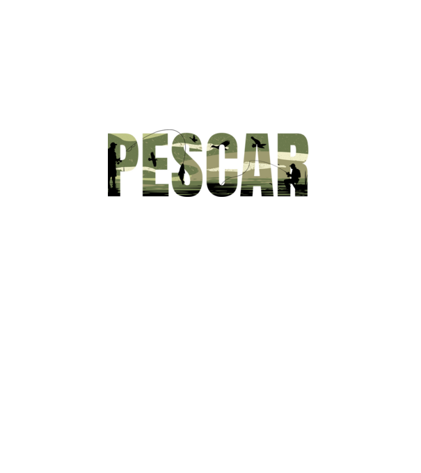 PESCAR model negru pe tricou