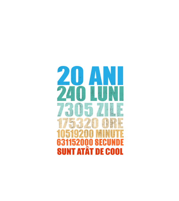 De 20 ani - luni - zile - ore - minute - secunde - sunt atât de cool model negru pe tricou