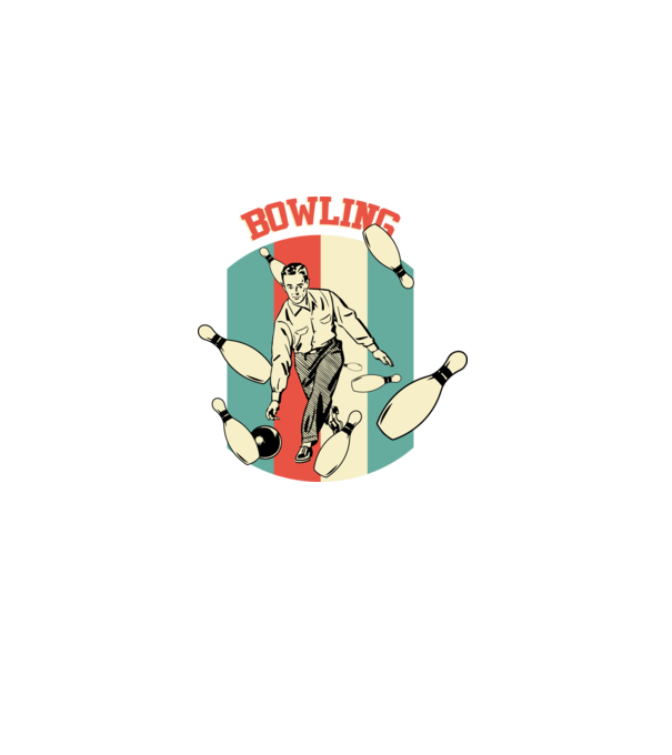 Retro Bowling model alb/roșu pe tricou