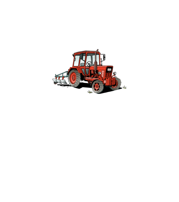 TRACTOR model alb pe tricou