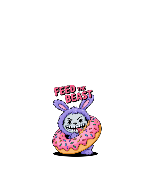 Feed the beast model alb pe tricou