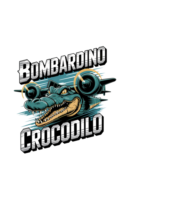 Bombardino Crocodilo 2 model negru pe tricou