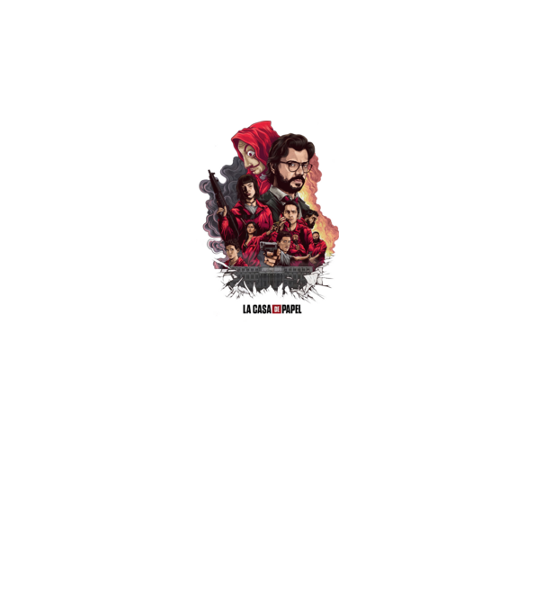 la casa de papel poster theme model alb pe tricou