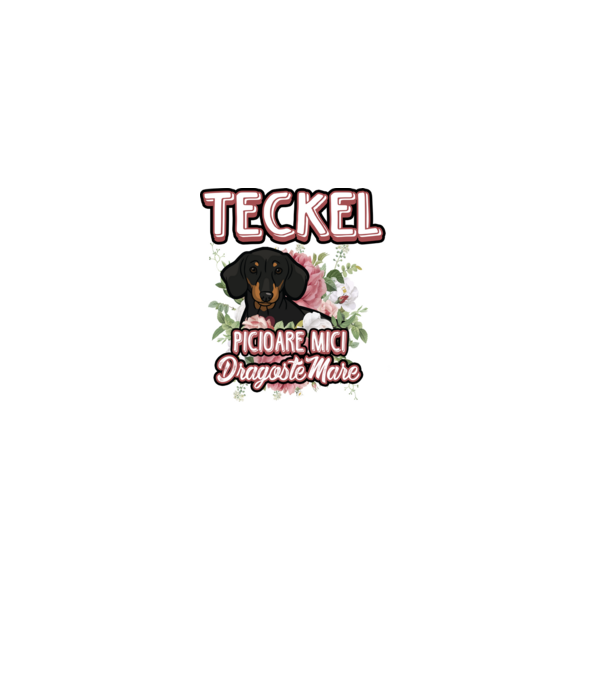 teckel : picioare mici dragoste mare model alb pe tricou