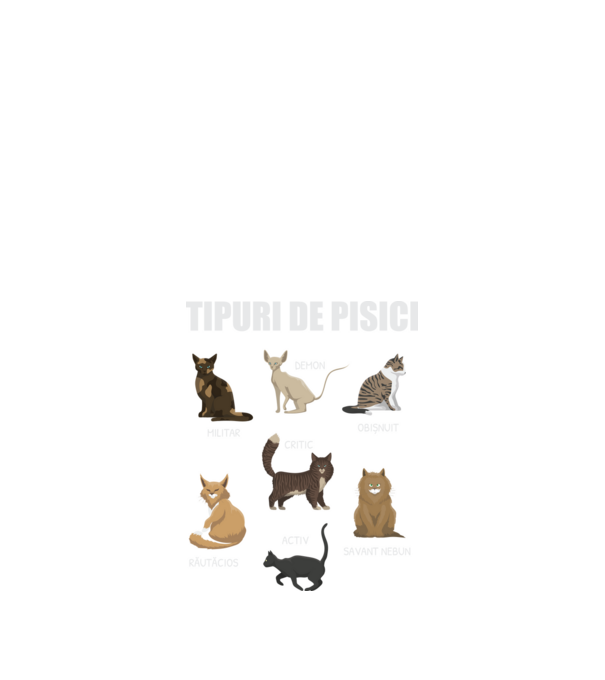Tipuri de pisici model negru pe tricou