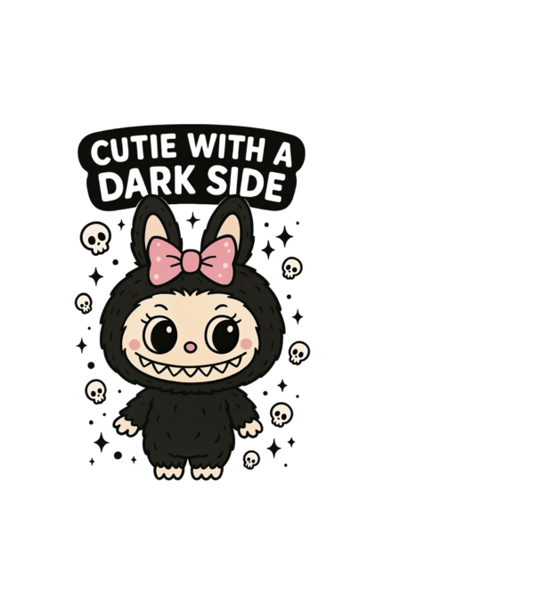 Cutie with a dark side model alb pe tricou