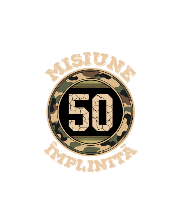 Misiune împlinită 50 model alb pe tricou