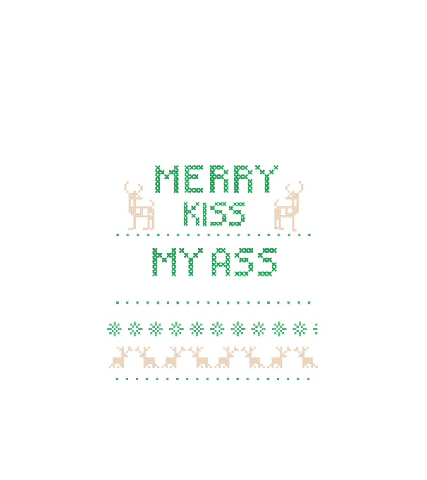 Merry kiss my ass ugly sweater model alb pe tricou
