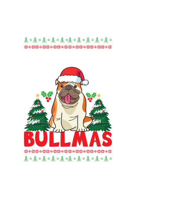 Merry bullmas ugly sweater model negru pe tricou