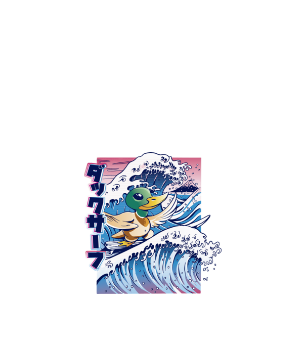Surfer Duck model negru pe tricou