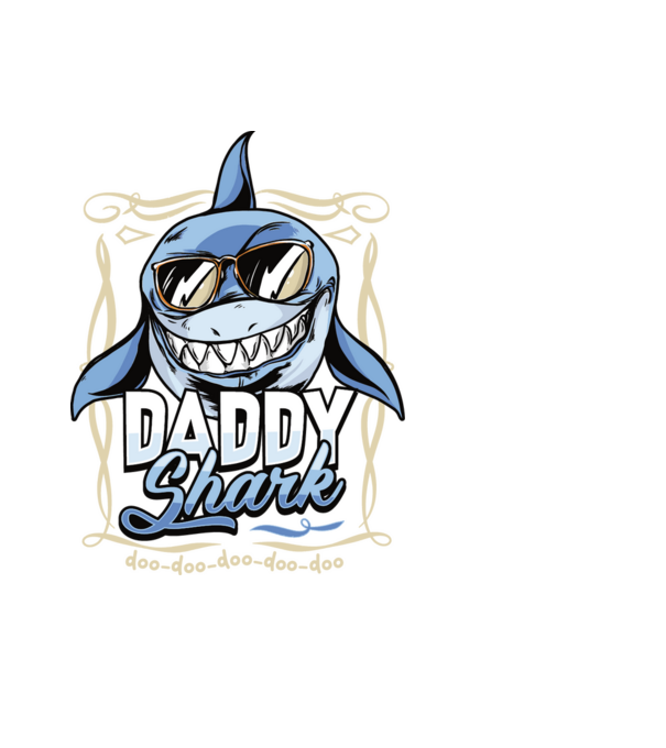 Daddy Shark model negru pe tricou