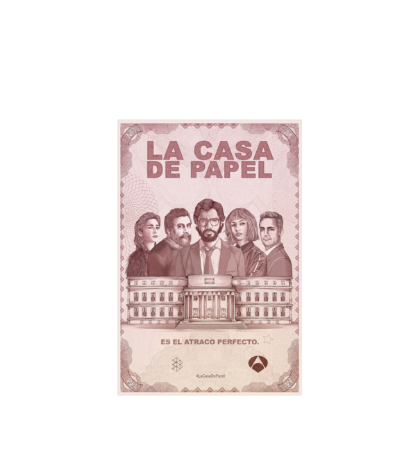 la casa de papel poster model alb pe tricou
