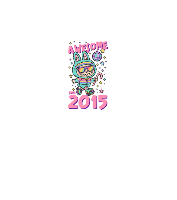 Awesome since 2015 - Labubu model negru pe tricou