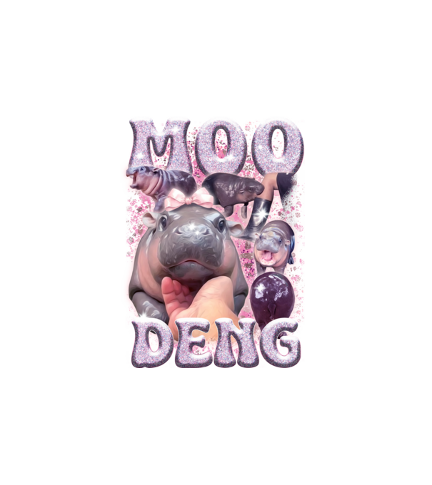 MOO DENG baby hippo model alb pe tricou