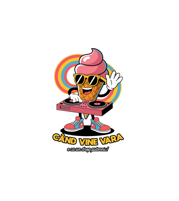 Când vine vara, e ca un drop puternic! model alb pe tricou
