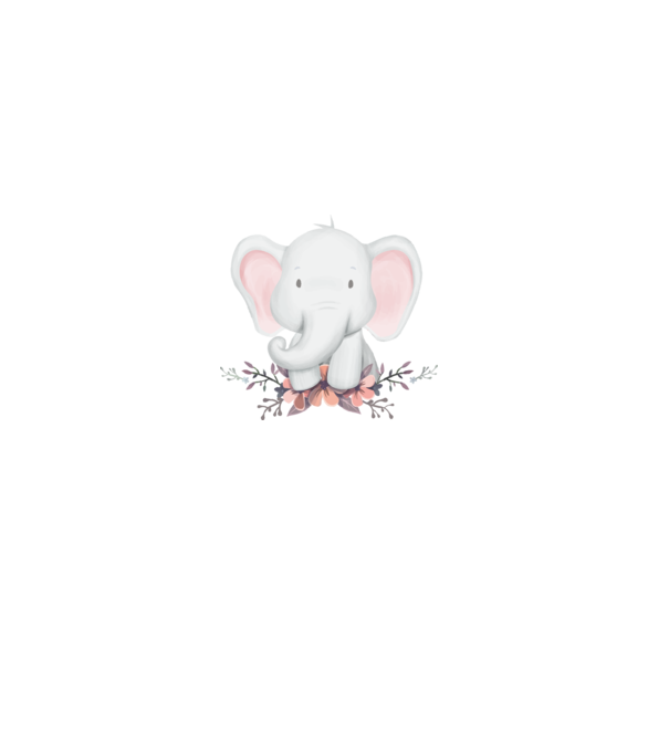 Elefant cu flori model alb pe tricou