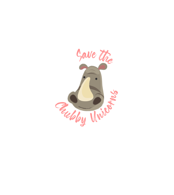 Save the chubby unicorns model negru pe tricou