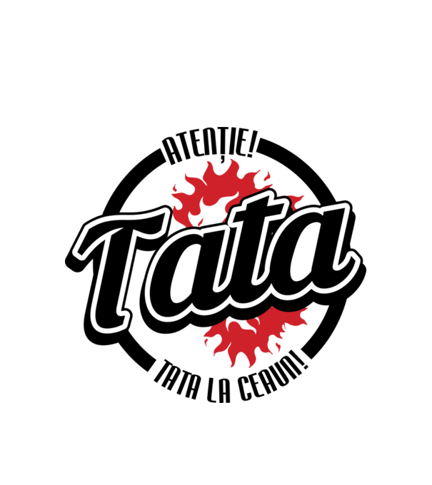 Atenție! Tata la ceaun! model alb pe tricou