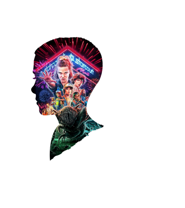eleven poster head model negru pe tricou