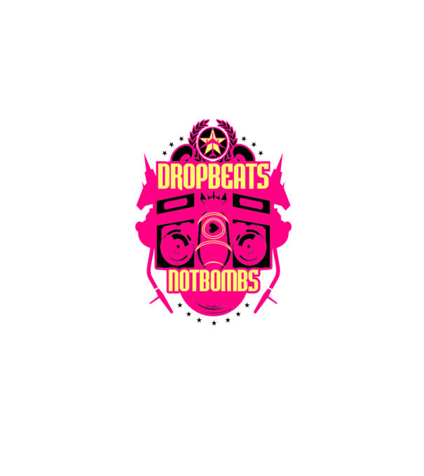 Drop Beats Not Bombs model alb pe tricou