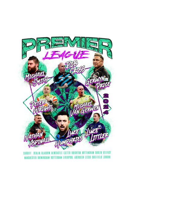 DARTS premier league 2024 model negru pe tricou
