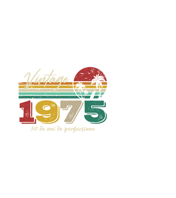 VINTAGE 1975 model alb pe tricou