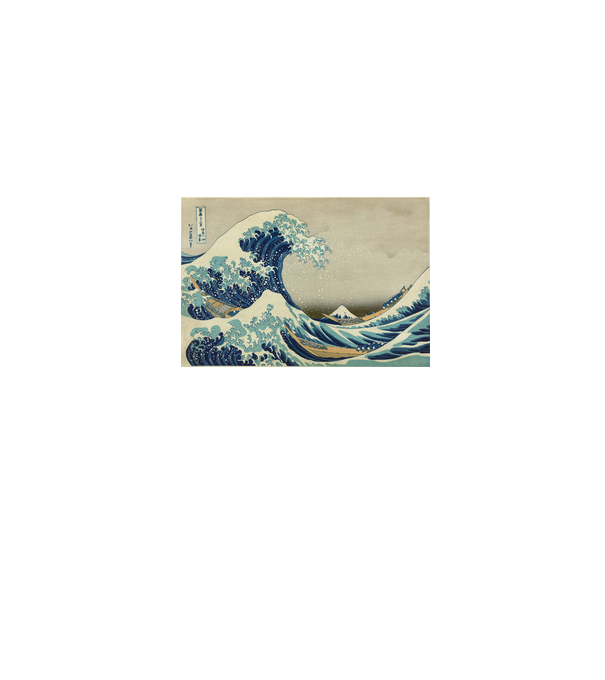 Great Wave of Kanagawa mască model gri pe tricou