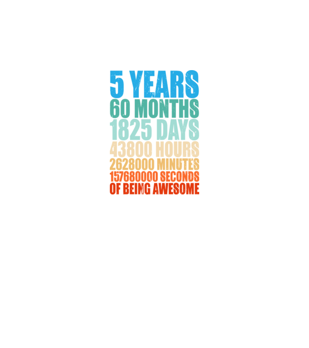 5 years of being awesome model negru pe tricou