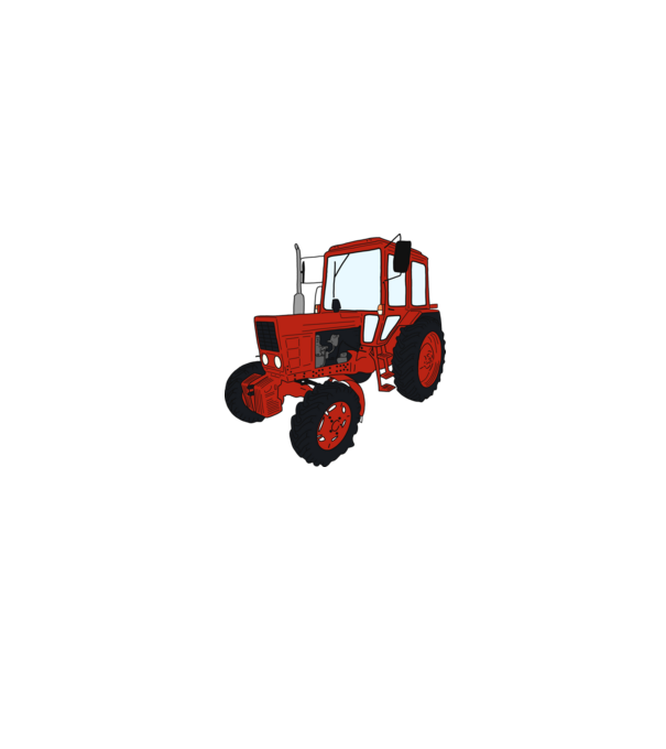 TRACTOR model alb/roșu pe tricou