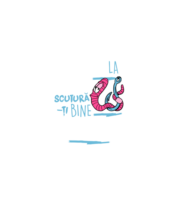 Secretul la pescuit scutură-ți bine viermele model negru pe tricou
