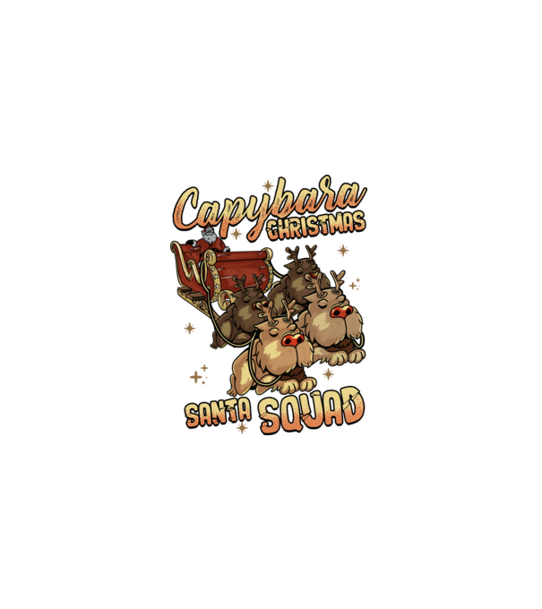 Capybara christmas santa squad model negru pe tricou