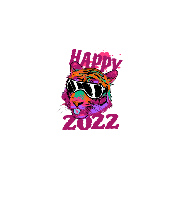 Happy 2022 tiger model alb pe tricou