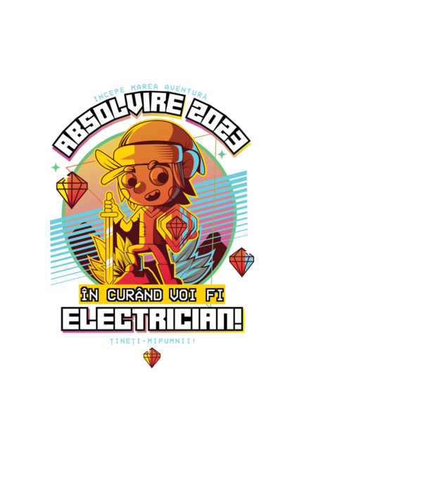 absolvire 2023 electrician model negru pe tricou
